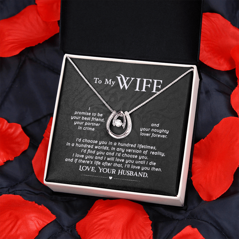 CardWelry To My Wife Necklace gift from Husband, I Promise to be your best friend Destiny Necklace Gift for Her Jewelry