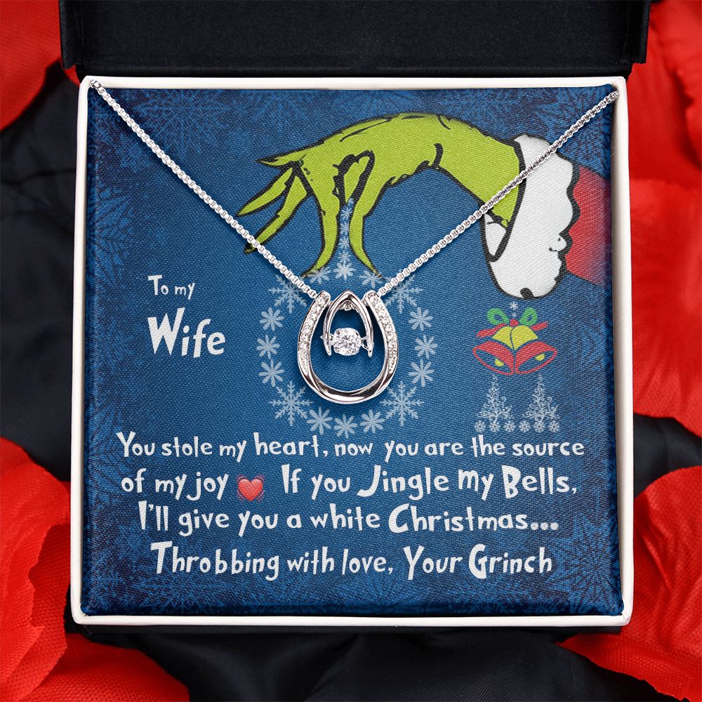 CardWelry To My Wife Necklace, You Stole my heart Funny Grinch Christmas Card Necklace Jewelry