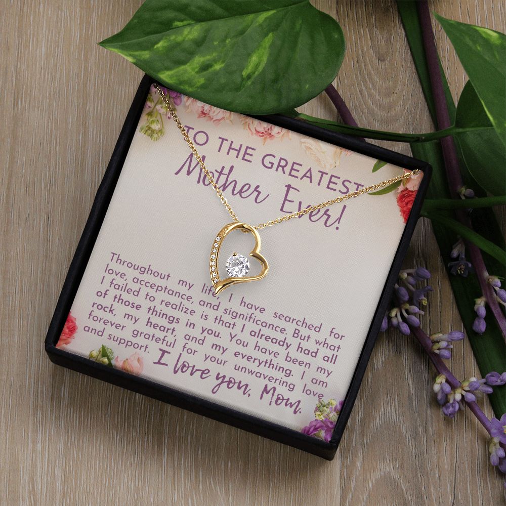 CARDWELRYJewelryTo The Greatest Mother Ever! White Gold Forever Love CardWelry Necklace
