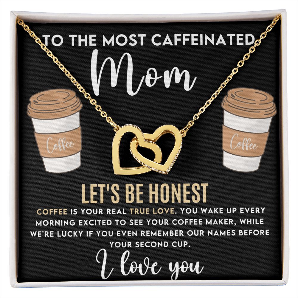 CARDWELRYJewelryto The Most Caffeinated Mom, Let's Be Honest Inter Locking Heart CardWelry Gift
