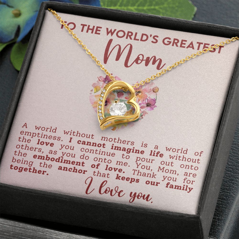 CARDWELRYJewelryTo The Words Greatest Mom, White Gold Forever Love CardWelry Necklace
