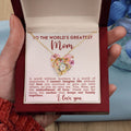 CARDWELRYJewelryTo The Words Greatest Mom, White Gold Forever Love CardWelry Necklace