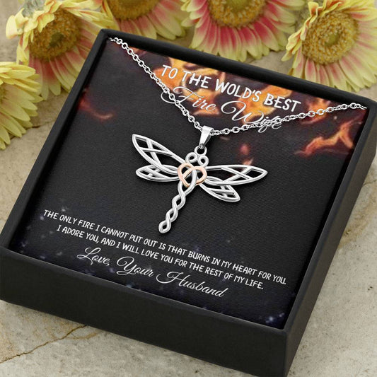 CardWelry To The World's Best Fire Wife Gift, Meaningful Gift for Fire Wife, Personalized Fire Fighter Wife Birthday Gift, Firewife Gifts Jewelry