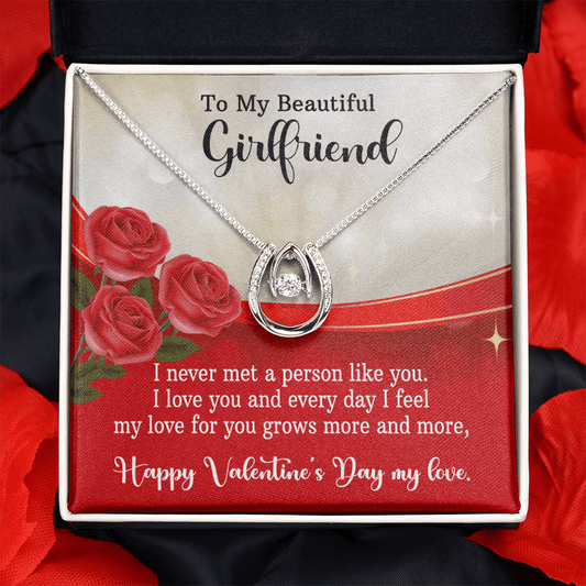 CardWelry Valentine Gift To My Girlfriend, I never met a person like you. Valentine's Day Card Necklace Gift for Her Jewelry