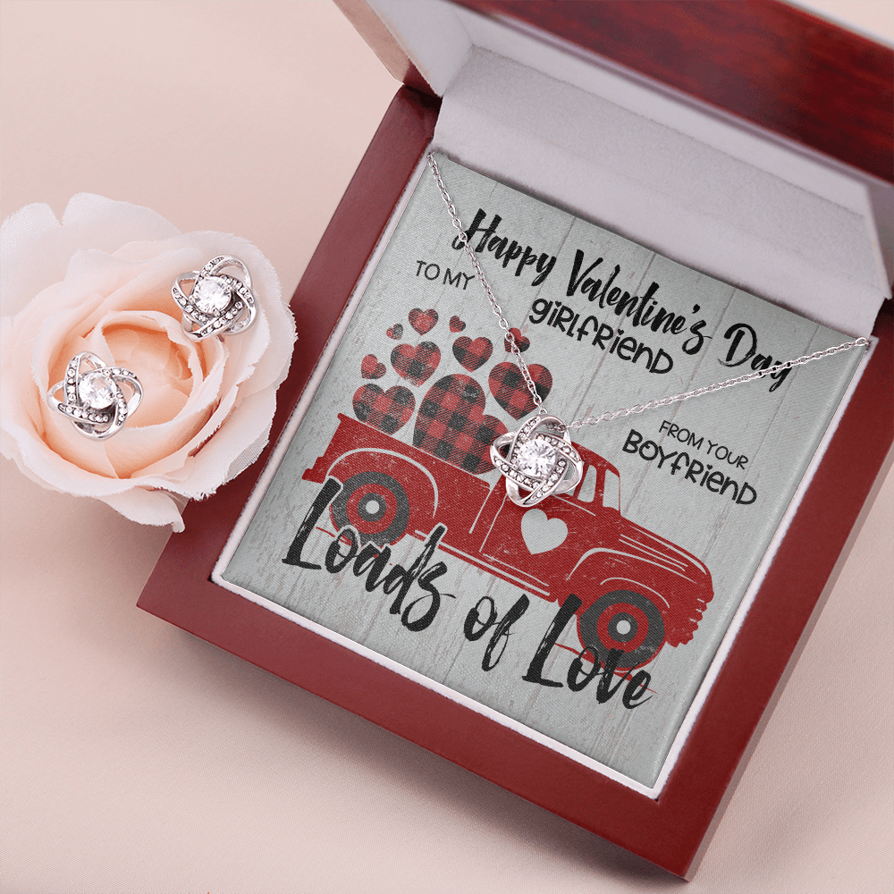 CardWelry Valentine's Day Gifts To Girlfriend from Boyfriend, Truck-Of-Love, Gorgeous Earing and Necklace Set for Girlfriend Jewelry Mahogany Style Luxury Box