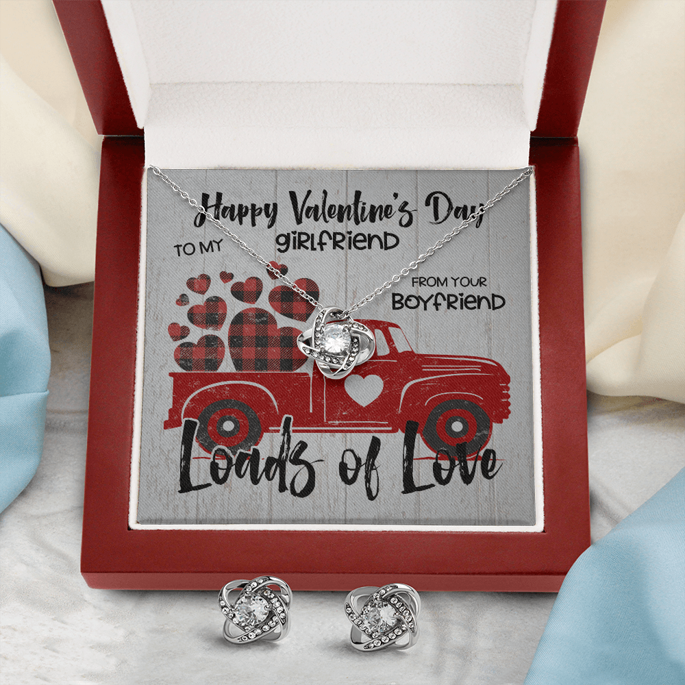 CardWelry Valentine's Day Gifts To Girlfriend from Boyfriend, Truck-Of-Love, Gorgeous Earing and Necklace Set for Girlfriend Jewelry