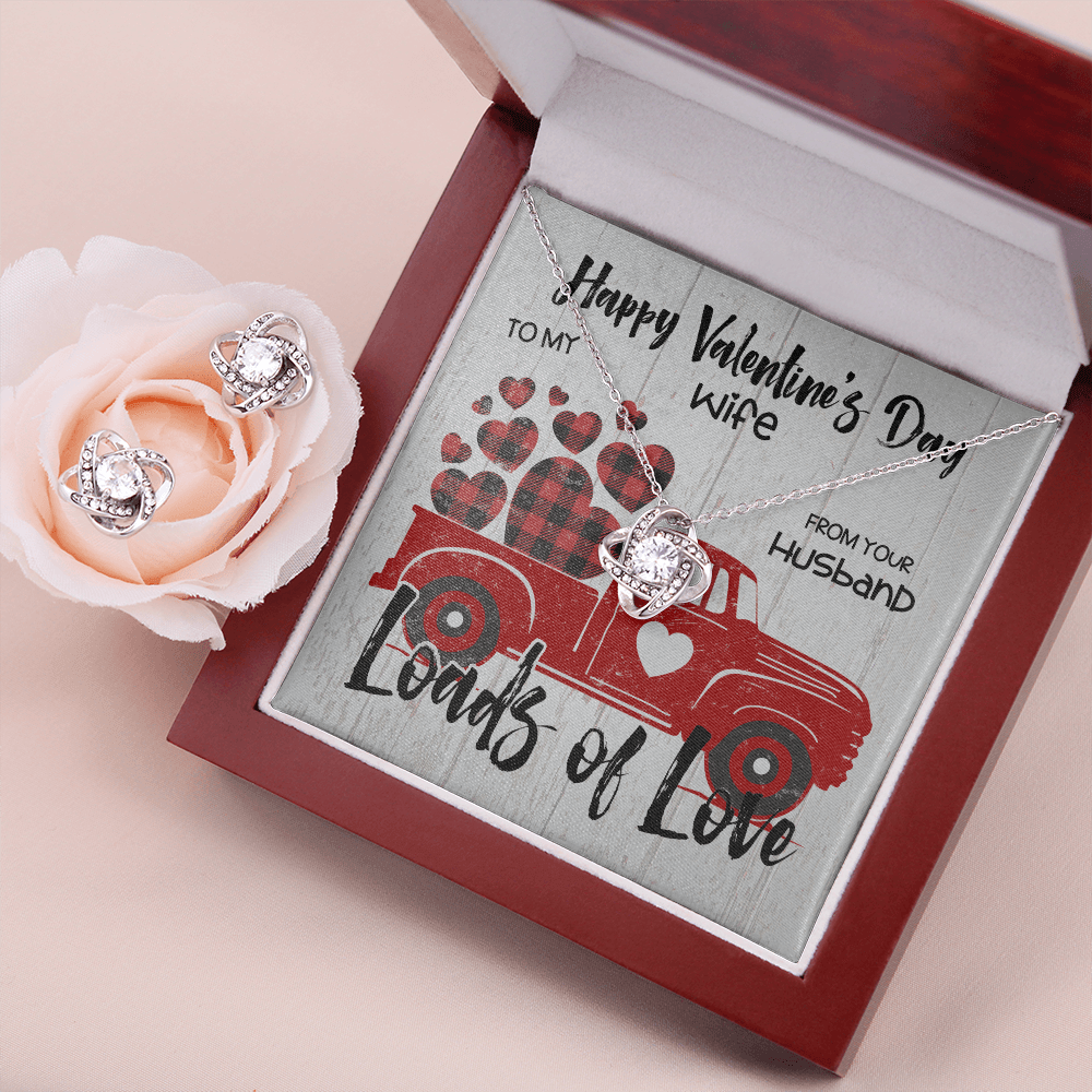 CardWelry Valentine's Day Gifts To Wife from Husband, Truck-Of-Love, Gorgeous Earing and Necklace Set for Wife Jewelry Mahogany Style Luxury Box