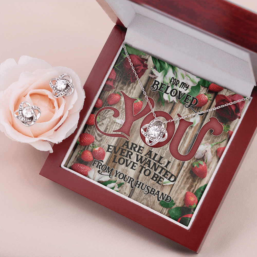 CardWelry Valentines Gifts for Wife, From Husband, All I Ever Wanted Love to Be, Valentine Card with Gorgeous Earing and Necklace Set Jewelry Mahogany Style Luxury Box