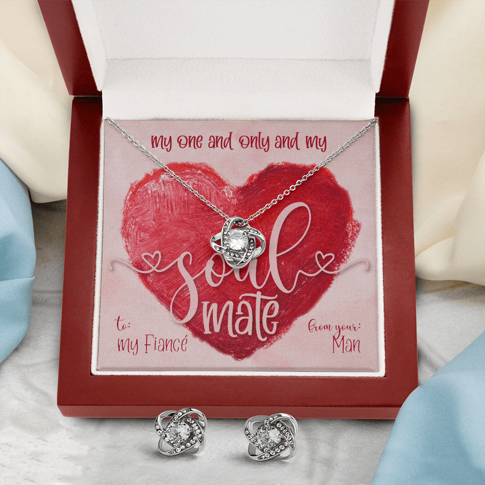 CardWelry Valentines Gifts To Fiancé, My One and Only Soulmate, Gorgeous Earing and Necklace Gift Set for Fiancé Jewelry
