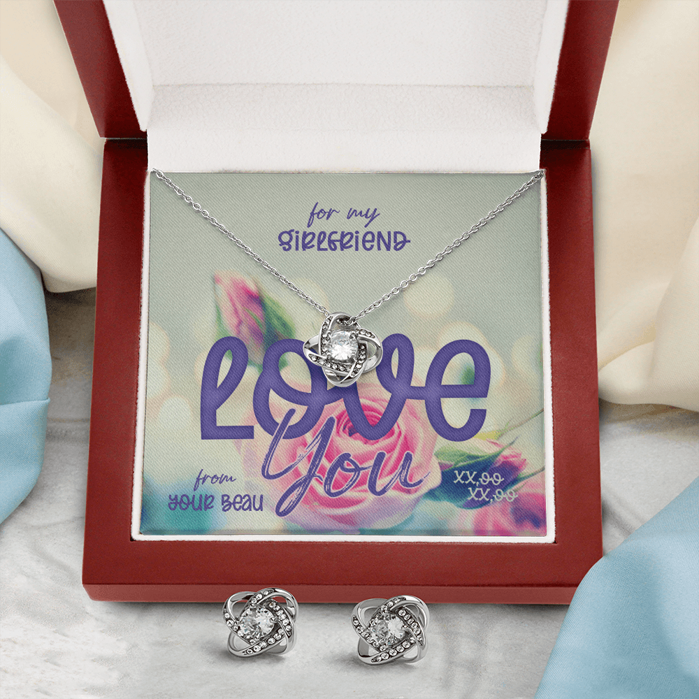 CardWelry Valentines Gifts To Girlfriend, Love You from Your Beau, Gorgeous Earing and Necklace Gift Set for Girlfriend Jewelry