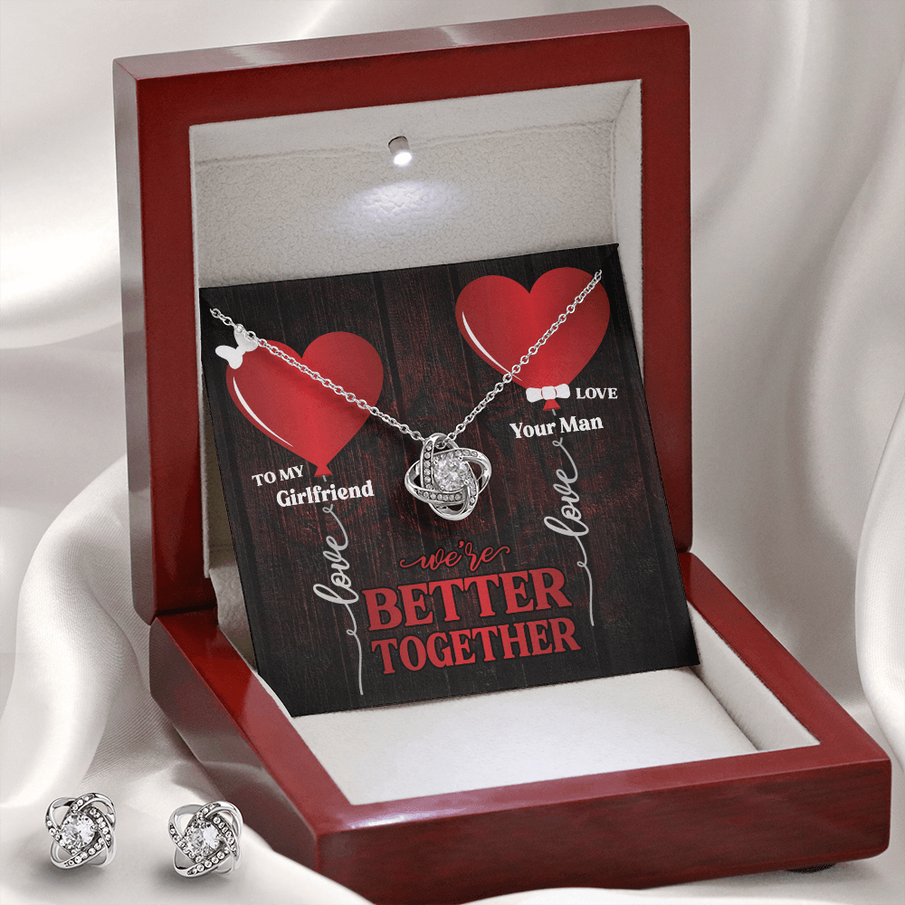 CardWelry Valentines Gifts To Girlfriend, We're Better Together Gorgeous Earing and Necklace Set Jewelry