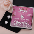 CardWelry Valentines Gifts To Wife, Love Make Everyday Sparkle, Gorgeous Earing and Necklace Gift Set for Wife Jewelry Standard Box
