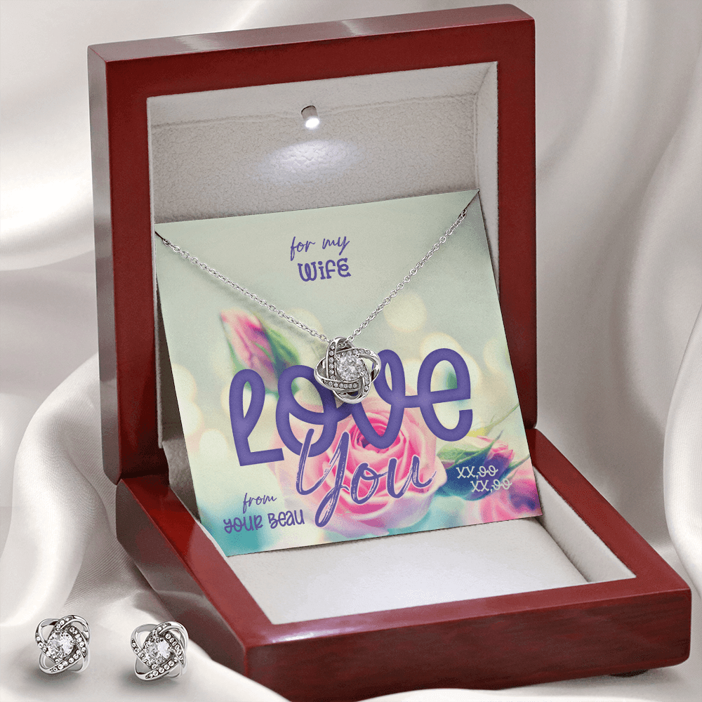 CardWelry Valentines Gifts To Wife, Love You from Your Beau, Gorgeous Earing and Necklace Gift Set for Wife Jewelry