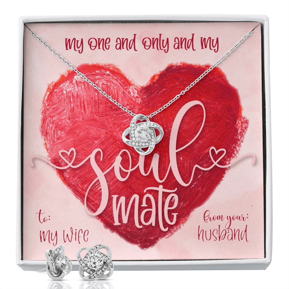 CardWelry Valentines Gifts To Wife, My One and Only Soulmate, Gorgeous Earing and Necklace Gift Set for Wife Jewelry