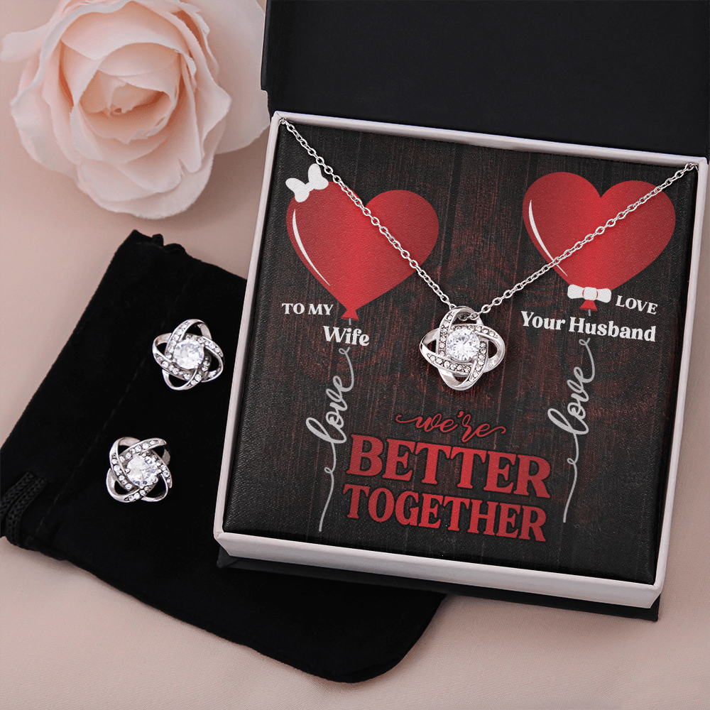 CardWelry Valentines Gifts To Wife, We're Better Together Card and Gorgeous Earing and Necklace Set Jewelry Standard Box