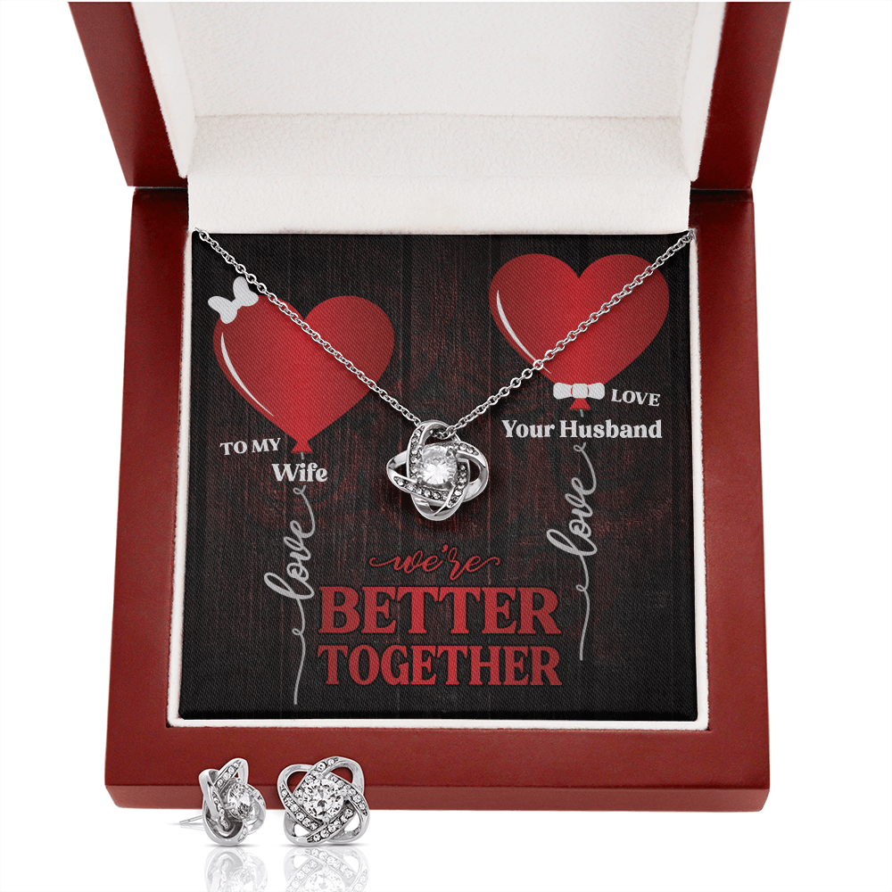 CardWelry Valentines Gifts To Wife, We're Better Together Card and Gorgeous Earing and Necklace Set Jewelry