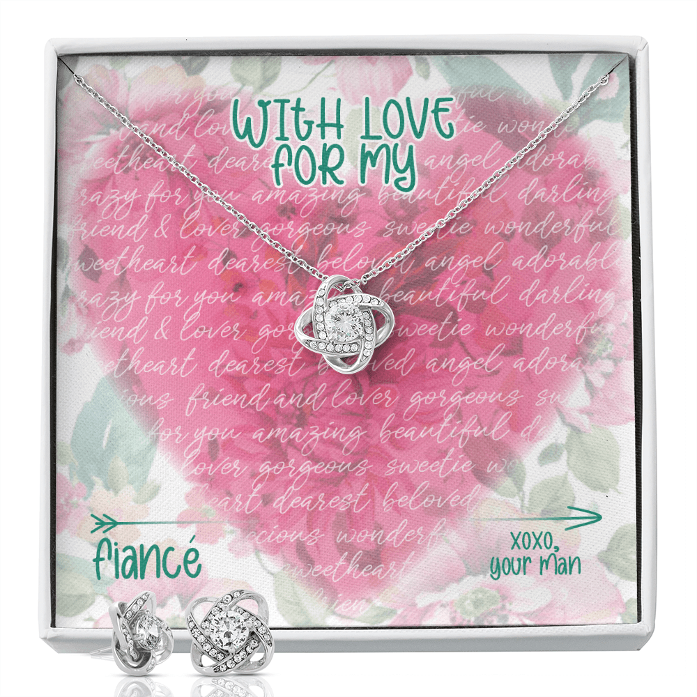 CardWelry With Love To My Fiancé, Valentines Gifts To Fiancé, Gorgeous Earing and Necklace Set Jewelry