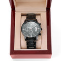 CardWelry Words Best Dad- Engraved Design Black Chronograph Watch Fathers Day Gift Idea Watch