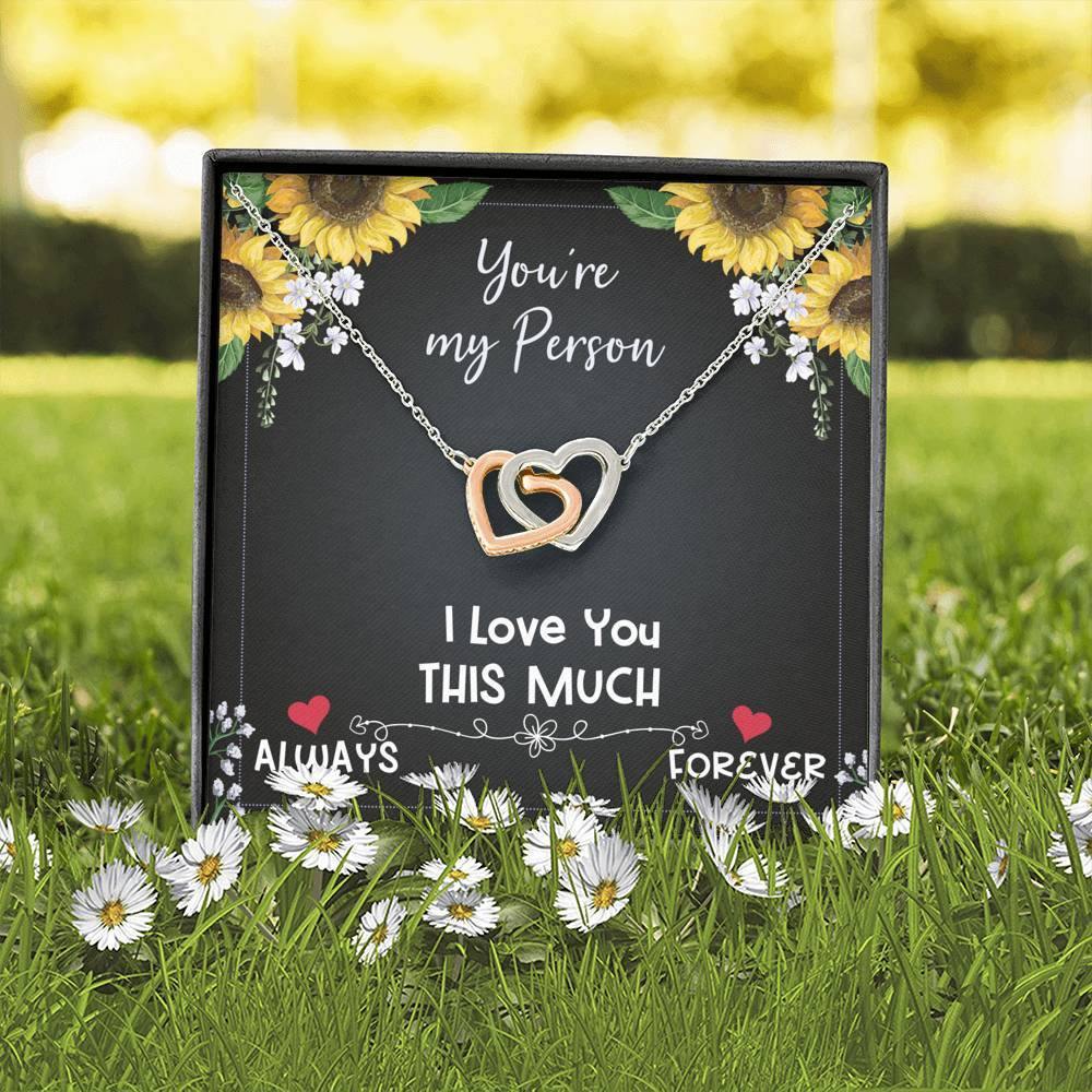 CardWelry You're my Person I Love You This Much Always Forever Necklace Gift for Her Jewelry Standard Box